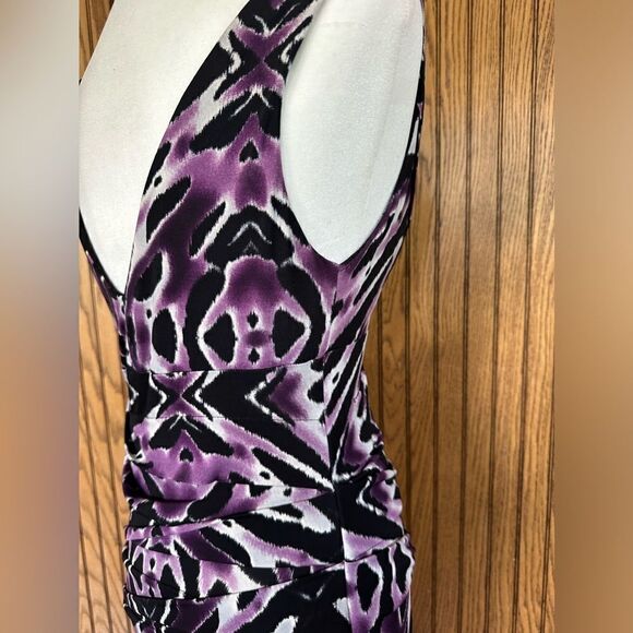 Bisou Bisou Women’s V-Neck Sleeveless Black /Purple Dress - Picture 6 of 8